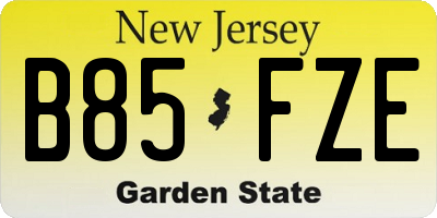 NJ license plate B85FZE