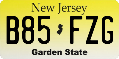 NJ license plate B85FZG