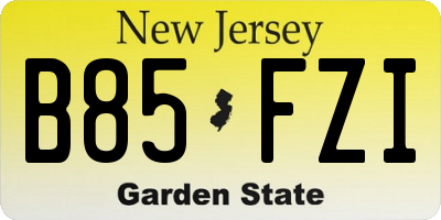 NJ license plate B85FZI