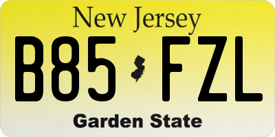 NJ license plate B85FZL