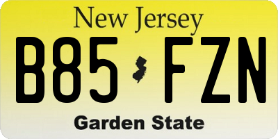NJ license plate B85FZN
