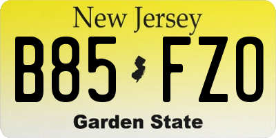 NJ license plate B85FZO