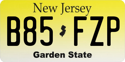 NJ license plate B85FZP