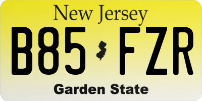 NJ license plate B85FZR