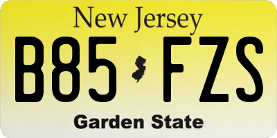 NJ license plate B85FZS