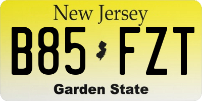 NJ license plate B85FZT