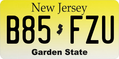 NJ license plate B85FZU