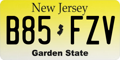 NJ license plate B85FZV