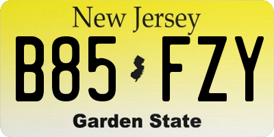 NJ license plate B85FZY