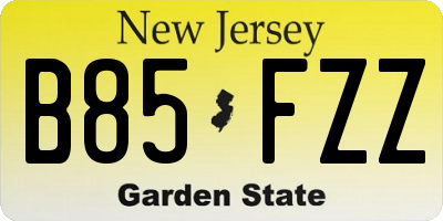 NJ license plate B85FZZ