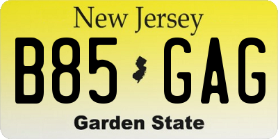 NJ license plate B85GAG