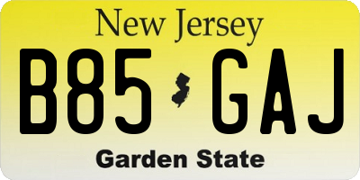 NJ license plate B85GAJ