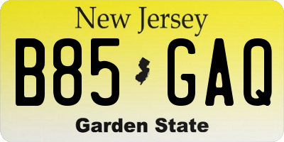 NJ license plate B85GAQ