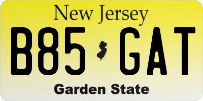 NJ license plate B85GAT