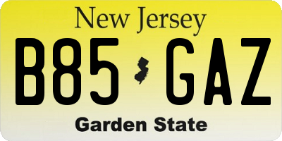 NJ license plate B85GAZ