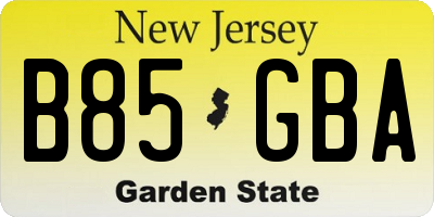 NJ license plate B85GBA