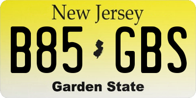 NJ license plate B85GBS