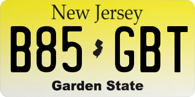 NJ license plate B85GBT