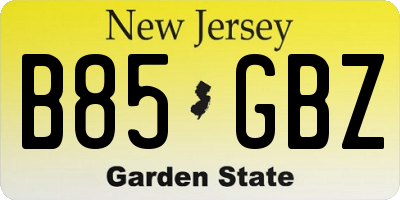 NJ license plate B85GBZ