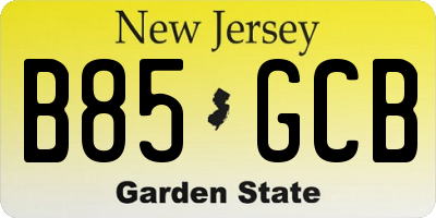NJ license plate B85GCB