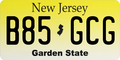 NJ license plate B85GCG