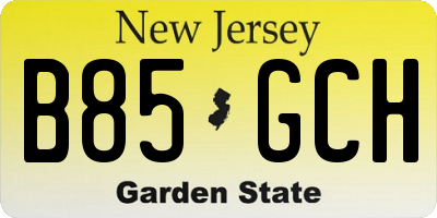 NJ license plate B85GCH