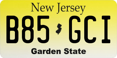 NJ license plate B85GCI