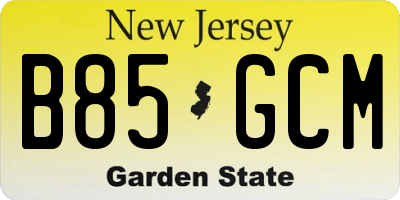 NJ license plate B85GCM