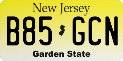 NJ license plate B85GCN