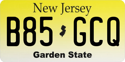 NJ license plate B85GCQ