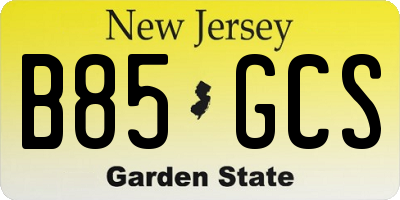 NJ license plate B85GCS
