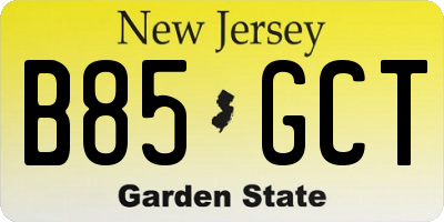 NJ license plate B85GCT