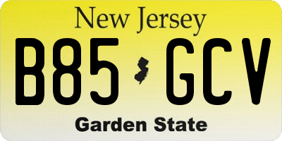 NJ license plate B85GCV