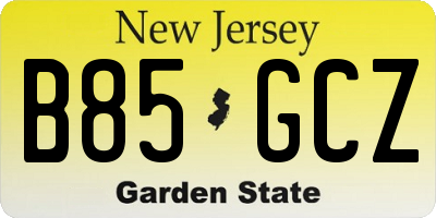 NJ license plate B85GCZ