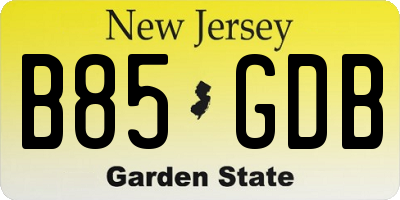 NJ license plate B85GDB