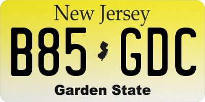 NJ license plate B85GDC