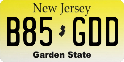 NJ license plate B85GDD