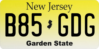 NJ license plate B85GDG