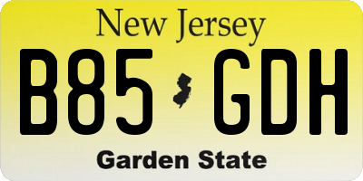 NJ license plate B85GDH