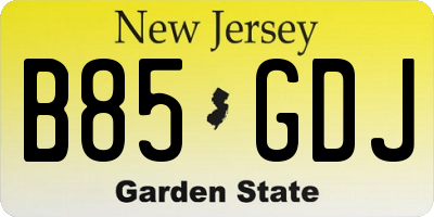 NJ license plate B85GDJ