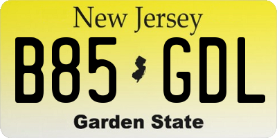 NJ license plate B85GDL