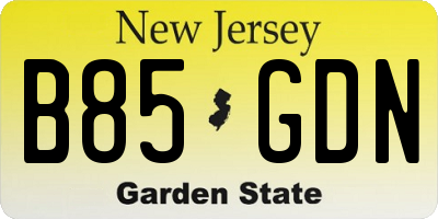 NJ license plate B85GDN