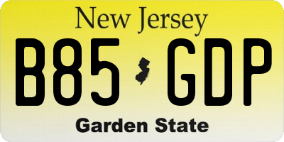 NJ license plate B85GDP