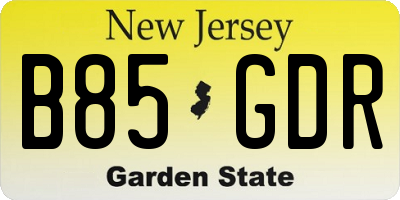 NJ license plate B85GDR
