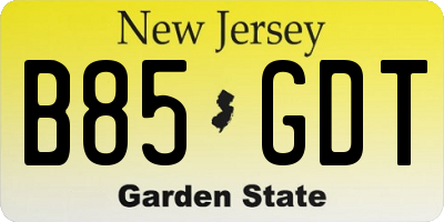 NJ license plate B85GDT