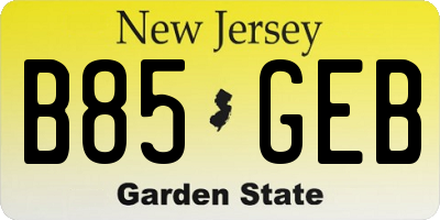 NJ license plate B85GEB