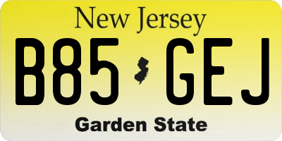 NJ license plate B85GEJ