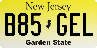 NJ license plate B85GEL
