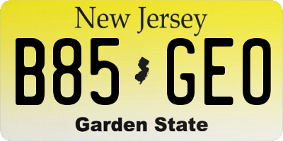 NJ license plate B85GEO