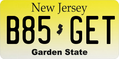 NJ license plate B85GET